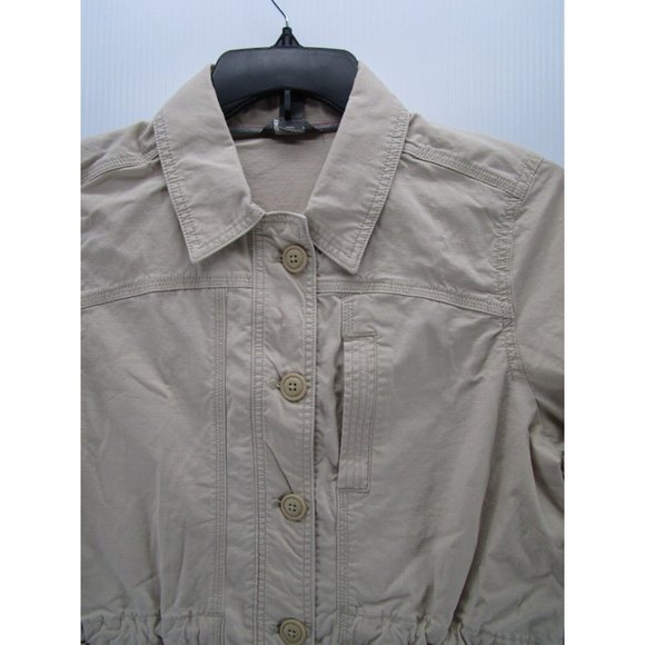 Eddie Bauer Jacket Petites PL Khaki Button Up Pockets Outdoor Preppy - Picture 2 of 10